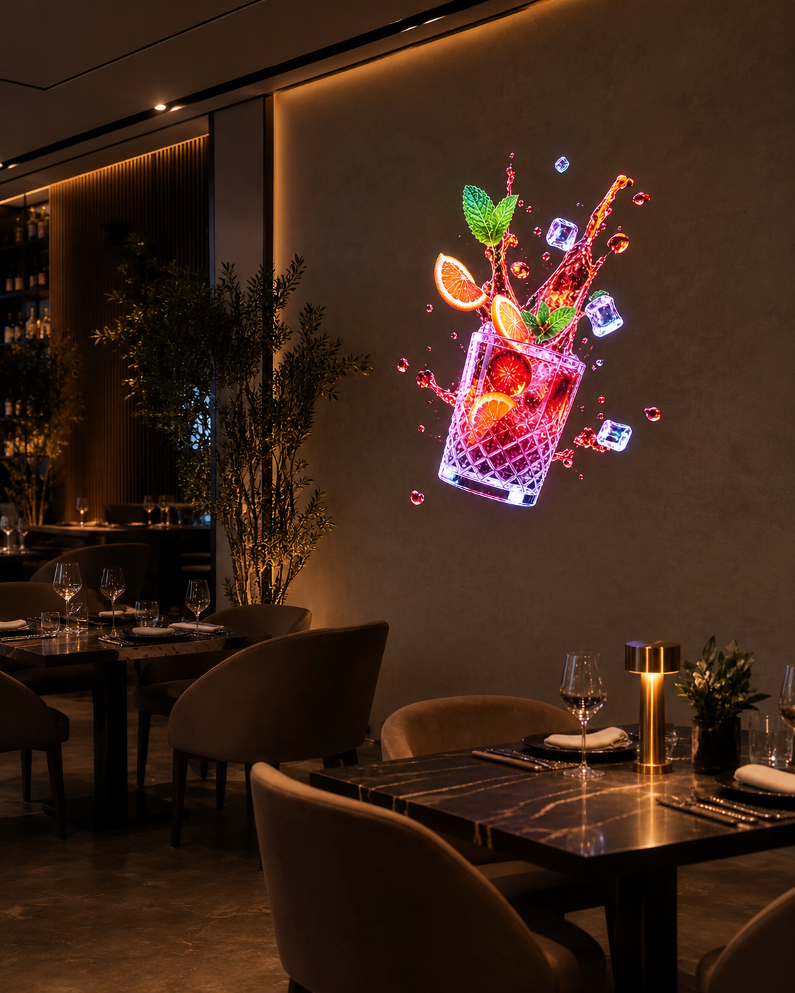 Air Vision 100 hologram display in a restaurant